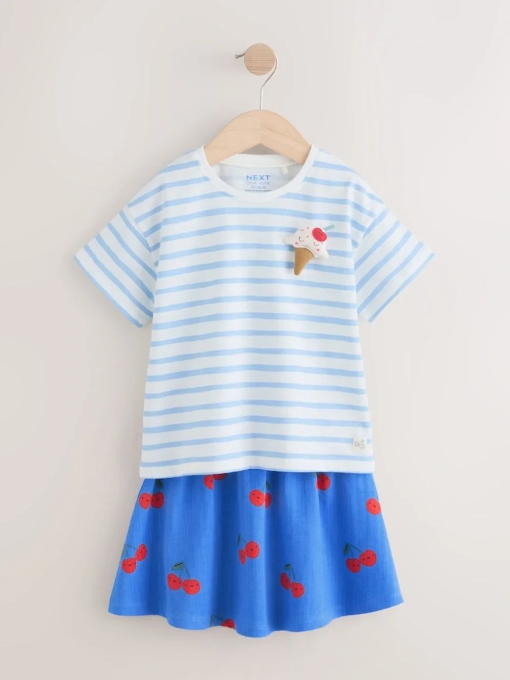 NWT Next Icecream and Cherry Tee and Skirt Set Size Girls 4-5